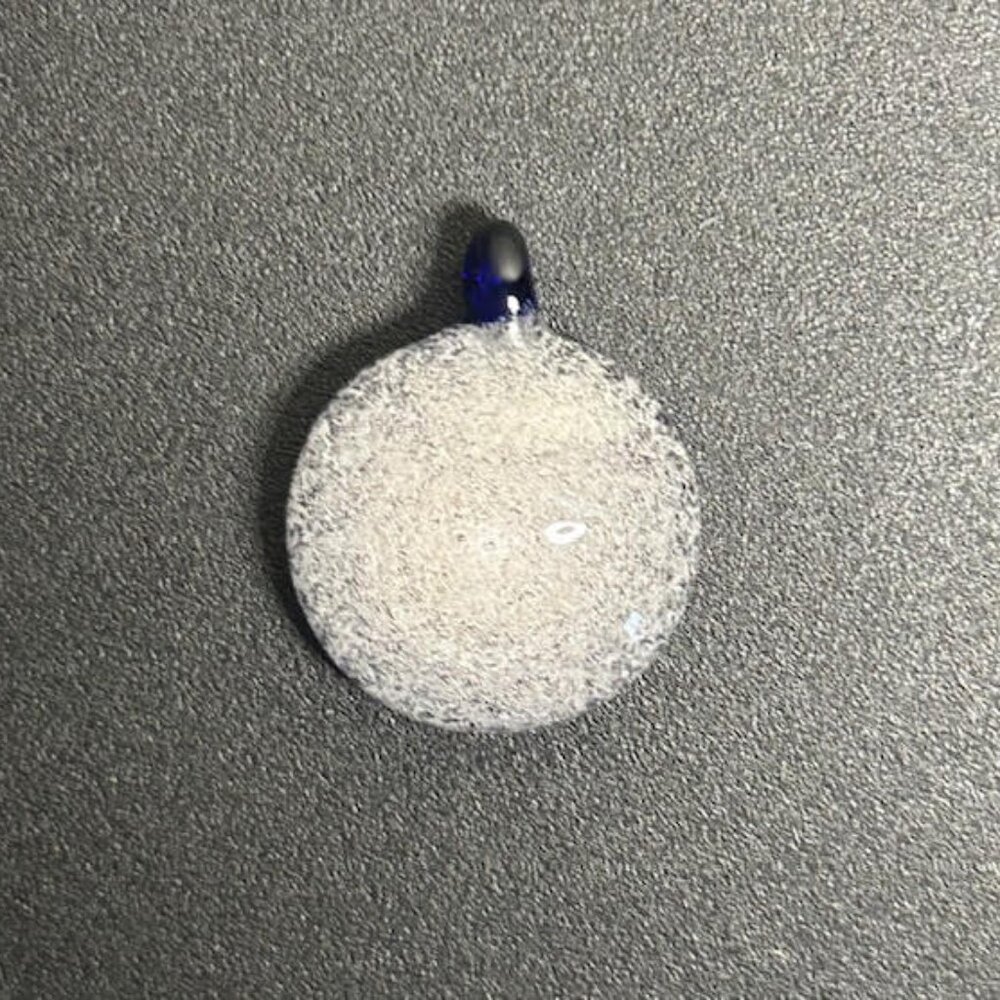 Blue, White Speckled Glass Pendant 1.25" Artisan Round Necklace Charm